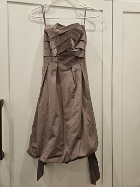 RW&CO. Dusty Mauve Strapless Ruffled Midi Dress